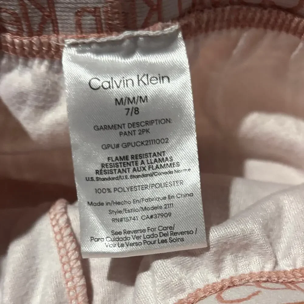 Calvin Klein 7/8 Peach and Cream Lounge Pants Set heats and plaid euc
